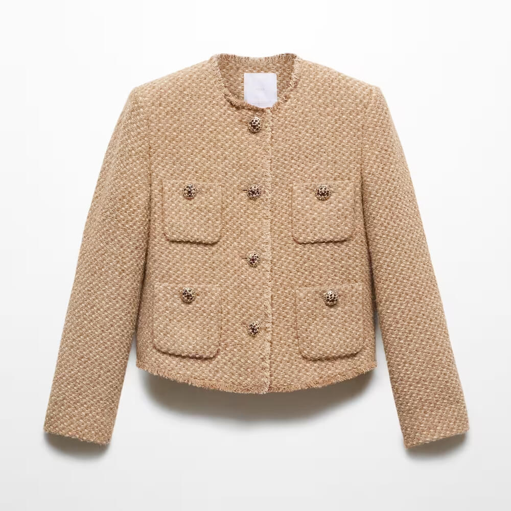 Tweed jacket with jewel buttons
